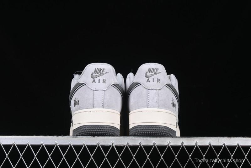 Nike Air Force 1 '07 Low Stussy Collaboration - Pig Grey Swoosh Low-Top Casual Sneakers - XZ3318-066