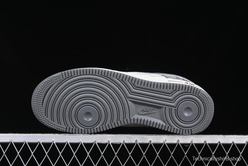 Nike Air Force 1 '07 Low Supreme Collaboration Grey Swoosh Red Tab Low-Top Casual Sneakers - CH6336-510