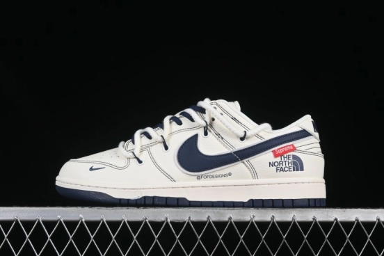 Nike SB Dunk Low The North Face x Supreme Triple Collaboration Strap White with Blue Swoosh Anniversary Custom Low-Top Casual Skate Shoes - YC5066-262