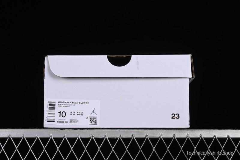 Nike Air Jordan 1 Low "Metallic Silver" Casual Sneakers with Metallic Finish - FN5030-001