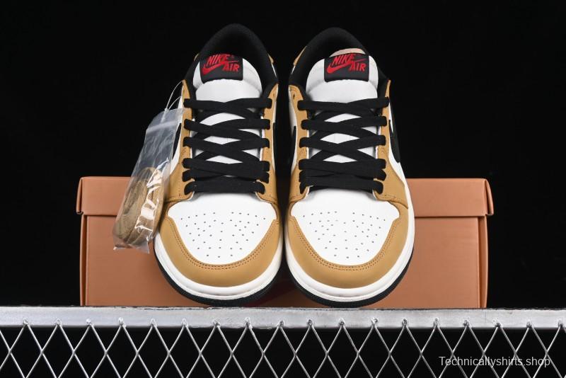 Nike Air Jordan 1 Low OG AJ1 White Yellow Black Swoosh Casual Sneakers - CZ0790-107
