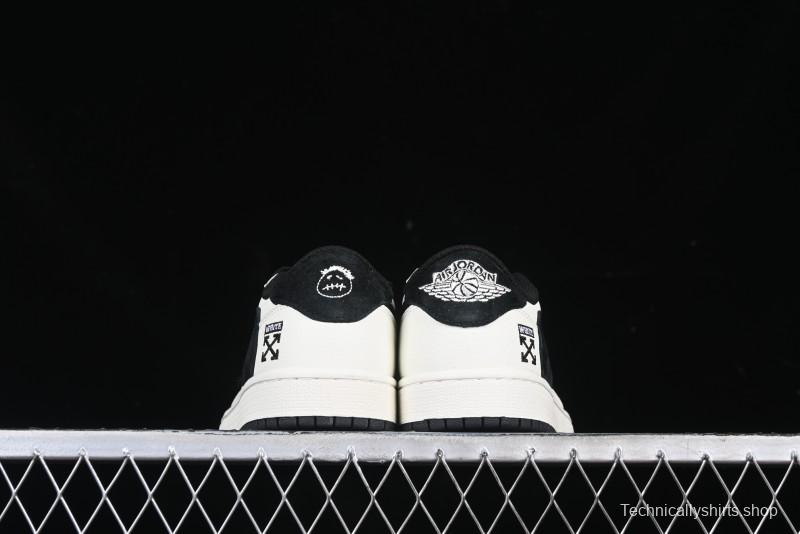 Nike Travis Scott x Fragment Design x Air Jordan 1 Low OG SP AJ1 Off-White Collaboration Casual Sneakers - DM7866-065