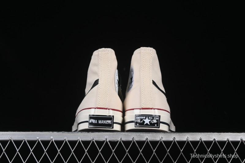 A Ma Maniere x Nike x Converse Chuck 70 High Top Sneakers with Leather and Velvet Swoosh Logo - A13388C
