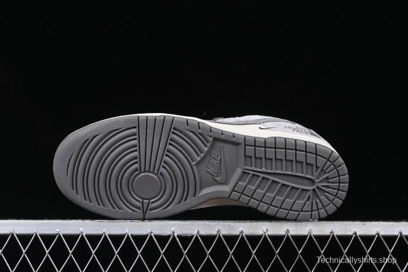 Nike SB Dunk Low The North Face Collaboration Double Swoosh Grey Pigskin Anniversary Edition Custom Low-Top Casual Skate Shoes - XX3168-009