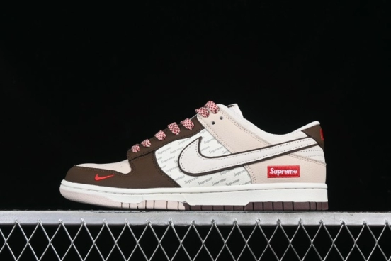 Nike SB Dunk Low Supreme Collaboration Bullet Screen White Check Anniversary High-End Custom Low-Top Casual Skate Shoes - DJ2024-091