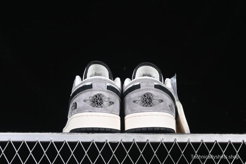 Nike Air Jordan 1 Low AJ1 The North Face Collaboration - Grey Black Toe Retro Basketball Shoes - XX3318-512