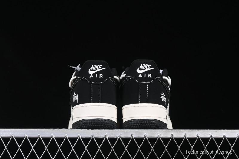 Nike Air Force 1 '07 Low Stussy Collaboration Black White Lace-Up Low-Top Casual Sneakers - SJ1198-108