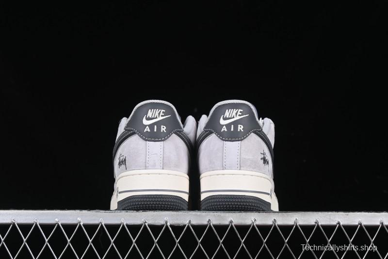 Nike Air Force 1 '07 Low Stussy Collaboration Grey Swoosh Casual Sneakers - XZ6188-911