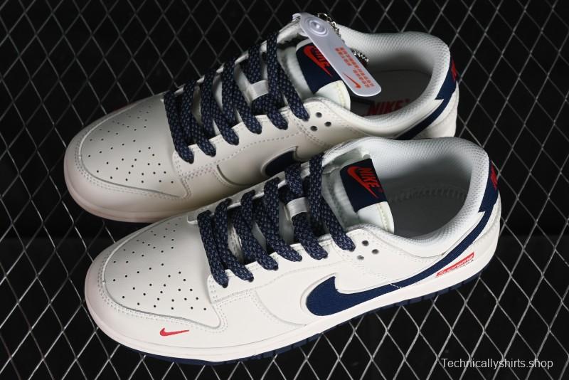 Nike Supreme x SB Dunk Low Balenciaga Collaboration - Off White Blue Canvas Anniversary High-End Custom Low-Top Casual Sneakers - XX2025-310