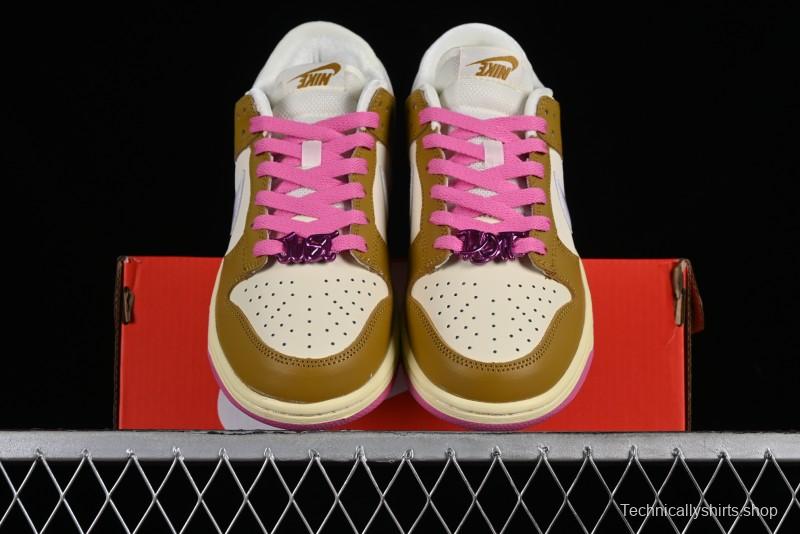Nike Dunk Low "Just Do It" SB Low-Top Casual Skate Shoes in Coconut Milk and Pink - FD8683-700