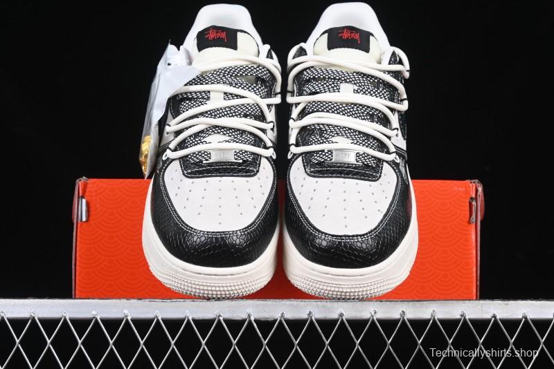 Nike Air Force 1 '07 Low Stussy Year of the Snake Limited Edition Black Snake Print Drawstring Casual Sneakers - DM6688-013