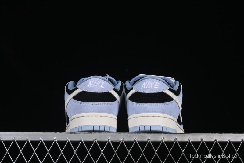 Nike SB Dunk Low Aluminum Skateboarding Shoes with Black Blue White Swoosh - HF3063-400