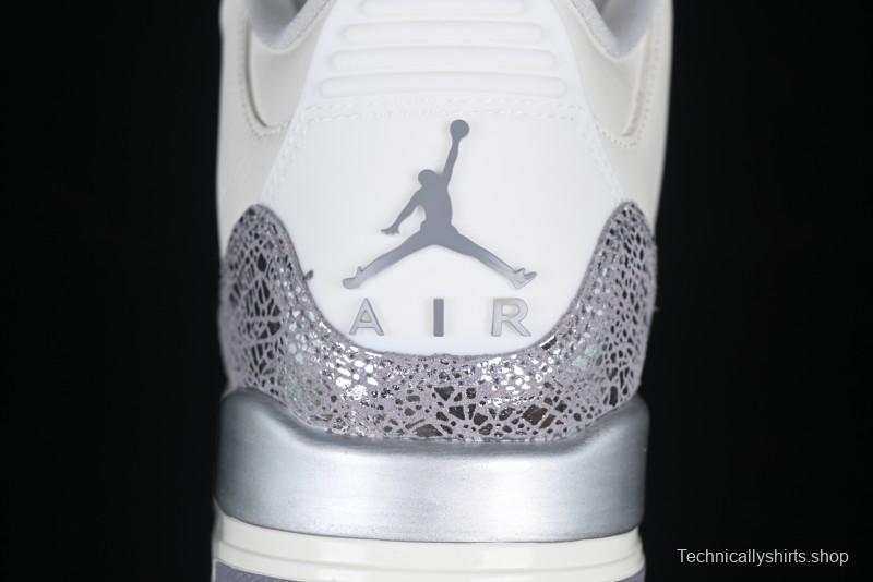 Nike Air Jordan 3 Retro Sneakers Sail Metallic Silver with Elephant Print Accents - CK9246-100