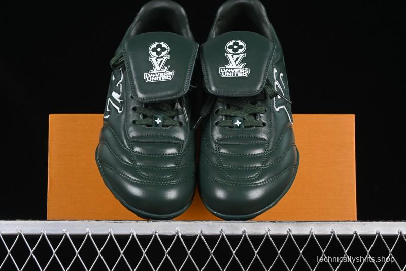 Louis Vuitton Footprint Soccer 2025 Spring Summer Collection Round Toe Lace-Up Low Top Lifestyle Casual Shoes - D.GREEN