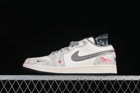 Nike Air Jordan 1 Low Retro Basketball Shoes with Snake Scale Design - SJ9950-054