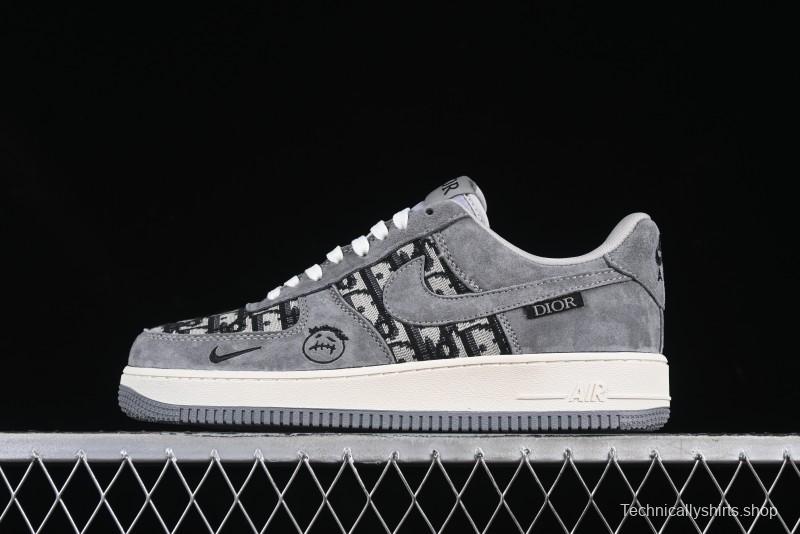 Nike Air Force 1'07 Low Dior Collaboration Grey Knit Skeleton Low-Top Casual Sneakers - KK1988-056