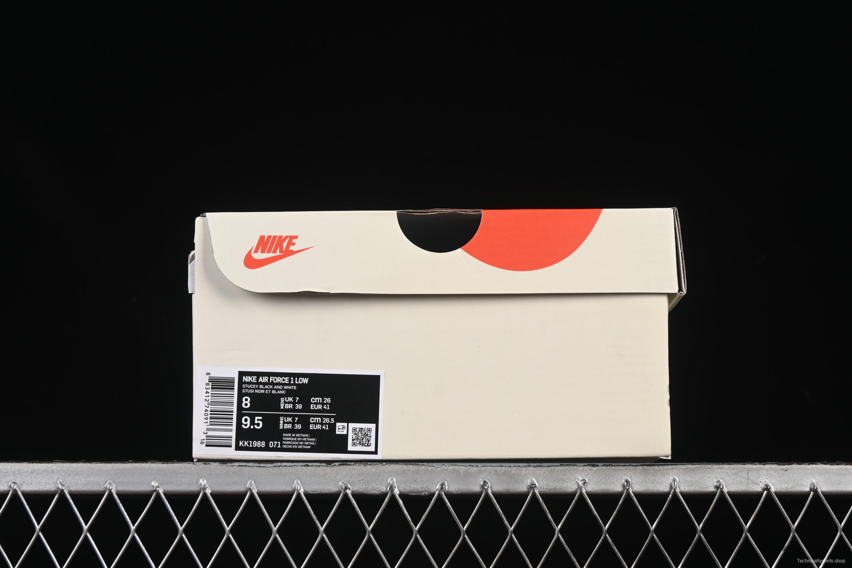 Nike Air Force 1 '07 Low Stussy Collaboration Checkerboard Black White Low-Top Casual Sneakers - KK1988-071