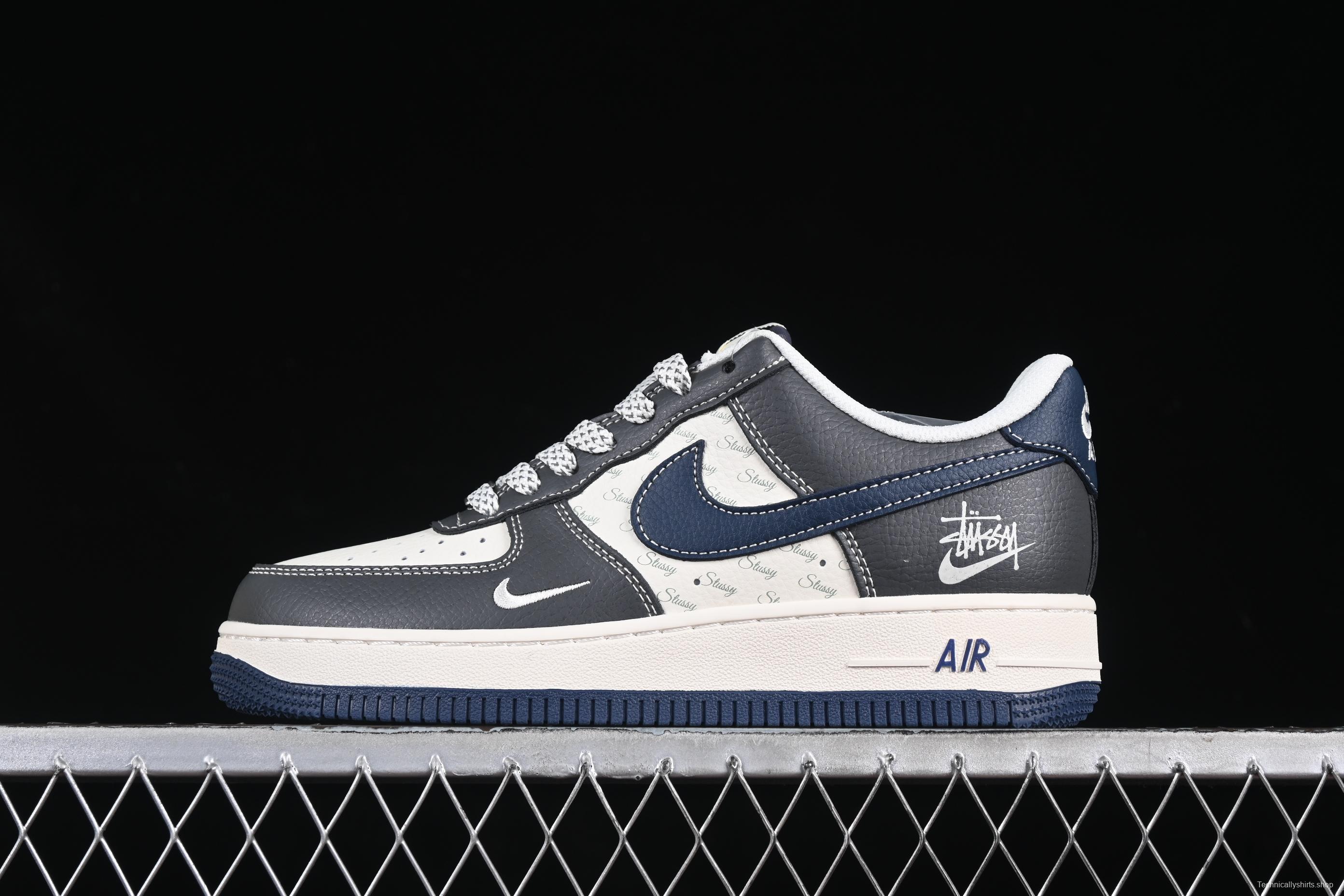 Nike Air Force 1 '07 Low Stussy Collaboration Navy Grey Casual Sneakers - XS1958-519