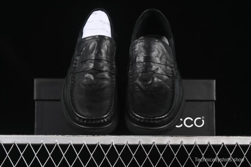 ECCO Soft Moc Summer Genuine Leather Breathable Slip-On Driving Shoes - 63516801001