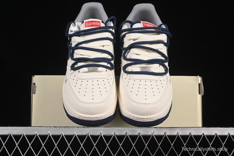 Nike Air Force 1 '07 Low Supreme Collaboration Two-Tone Blue Grey Lace-Up Casual Sneakers - DM6868-068