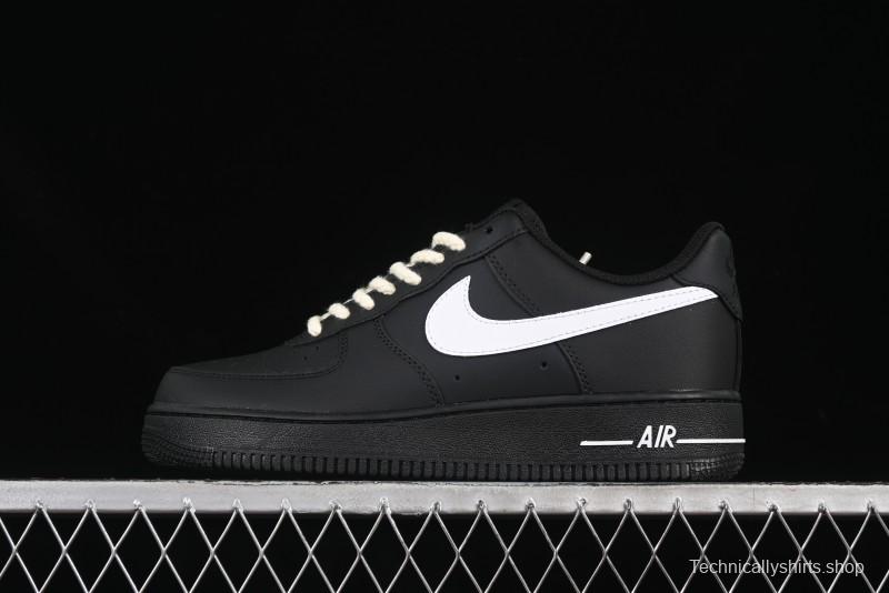 Nike Air Force 1 '07 Low Casual Sneakers in Black & White with Hemp Rope Detailing - ZH0316-073