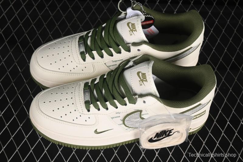 Nike Air Force 1 '07 Low Supreme Collaboration Military Green Multi Swoosh Casual Sneakers - XX3168-148