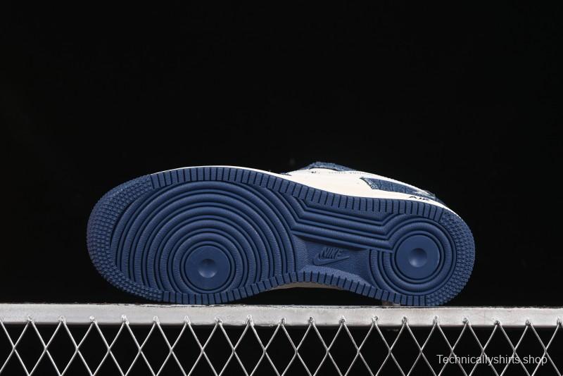 Nike Air Force 1'07 Low LV Collaboration Dark Blue Checkerboard Casual Sneakers - XS1958-551