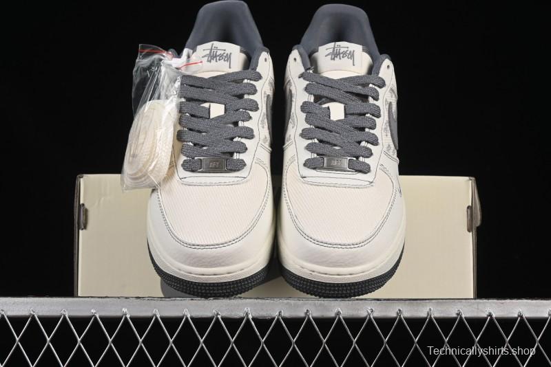 Nike Air Force 1'07 Low Stussy Collaboration Woven Fabric Low-Top Casual Sneakers - BZ6808-101