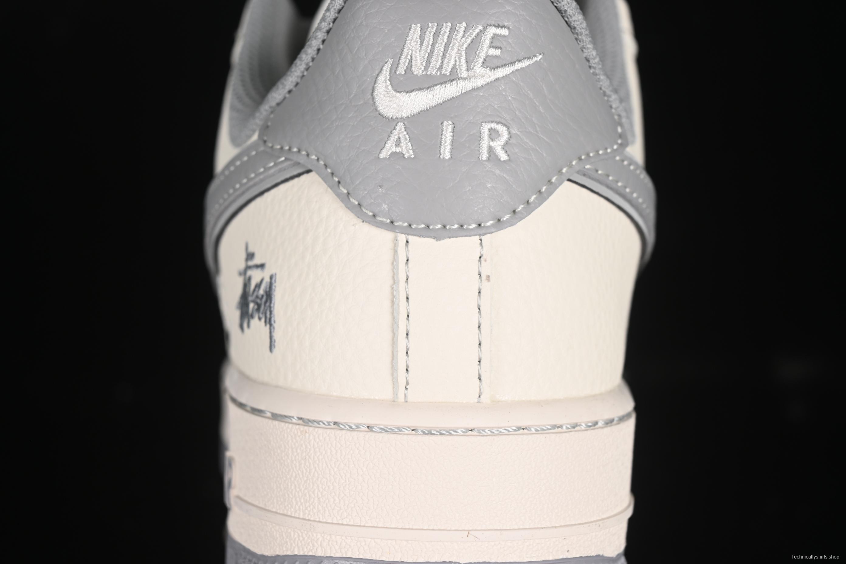 Nike Air Force 1'07 Low Stussy Collaboration Beige Mini Swoosh Casual Sneakers - HH7518-060