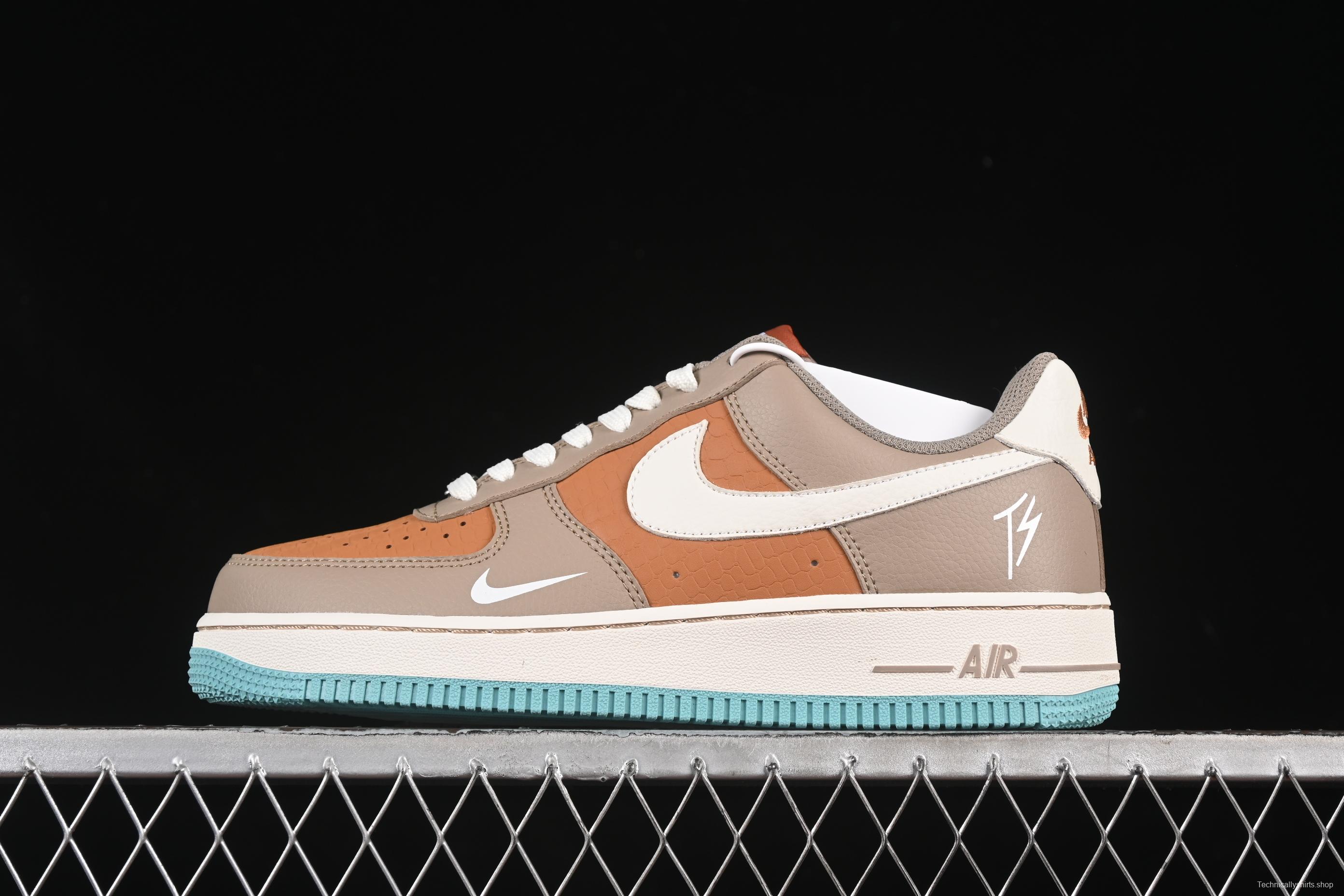Nike Air Force 1 '07 Low TS Collaboration Grey Brown with Mini Swoosh Casual Sneakers - LW9279-006