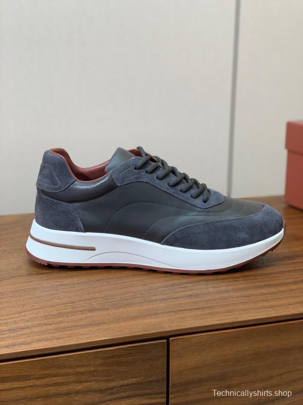 2025 Unisex Le Parmentier Grey Blue Suede Leather Sneakers LY