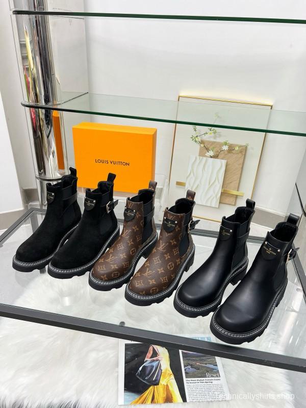 2024 Women Louis Vuitton brown leather ankle boots MJ00310