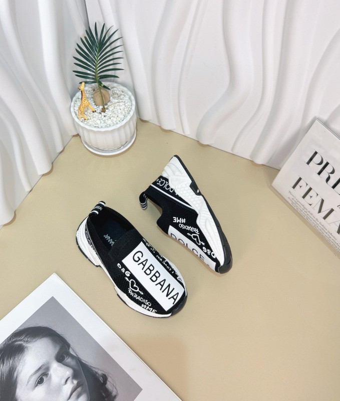 2024 Kids Dolce & Gabbana Red Black White Nylon Sneaker