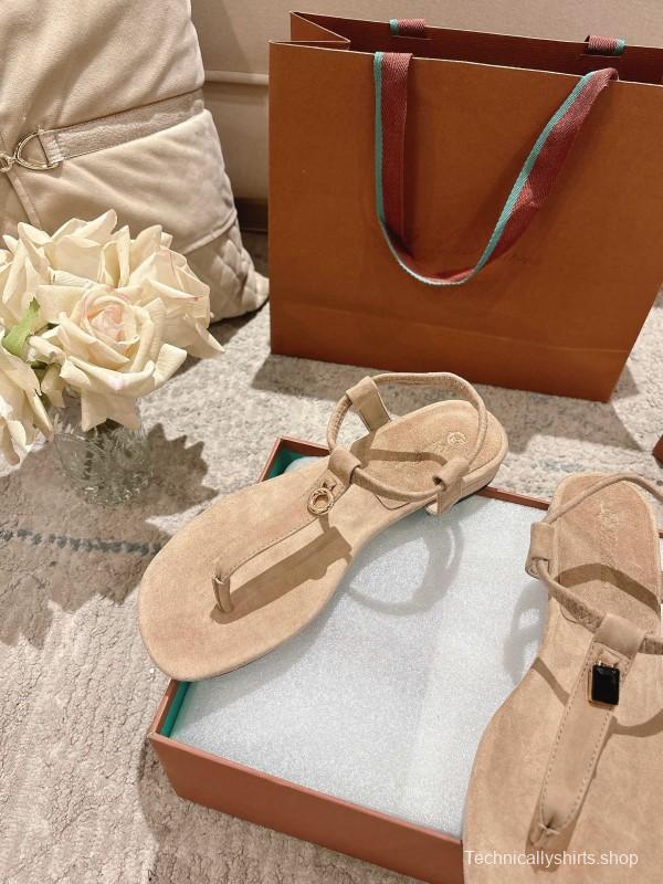 2025 Women LP Beige Suede Sandals LY00350
