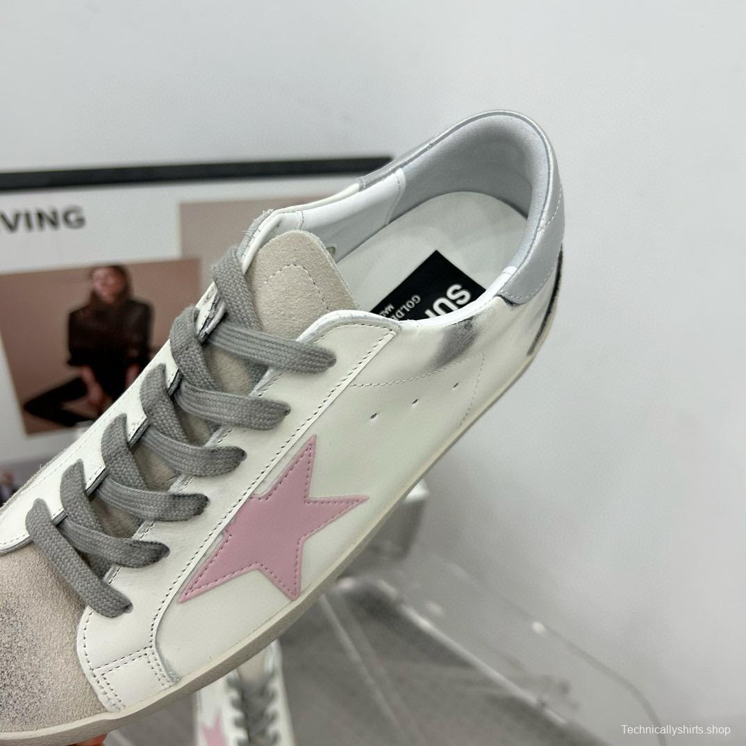 2025 Women GGDB White Pink Leather Sneakers