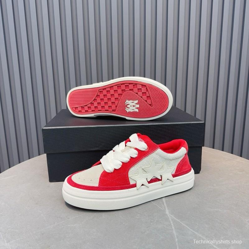 2024 Unisex Amiri Red White Canvas Sneakers MJ00300