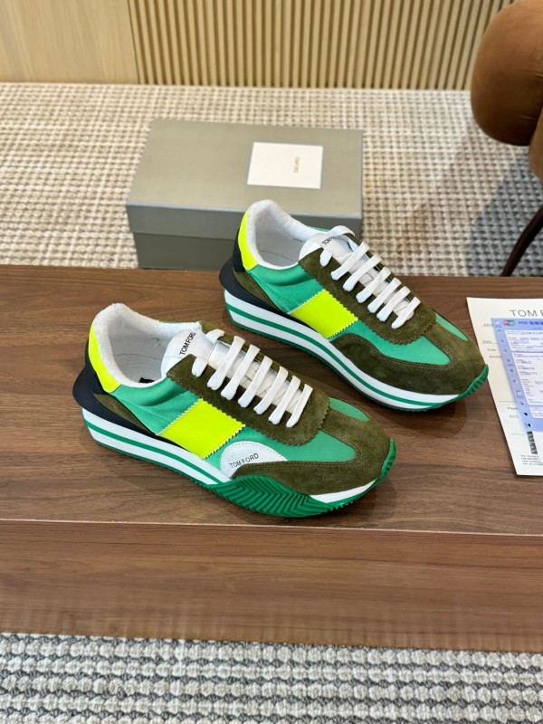 2025 Unisex TOM FORD Green Yellow White Suede Leather Sneakers LY00360(F)/LY00370(M)