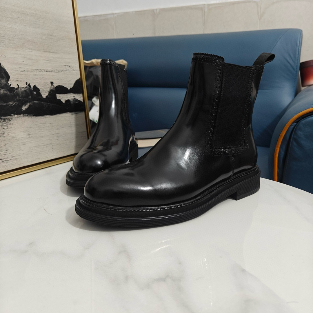 2024 Men Dolce & Gabbana Black Leather Ankle Boots