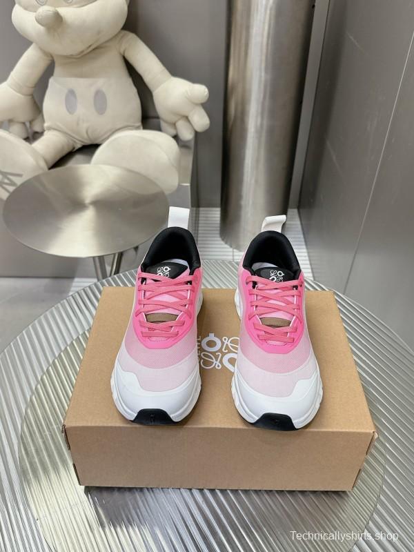 2025 Women Loewe Pink White Mesh Leather Sneakers