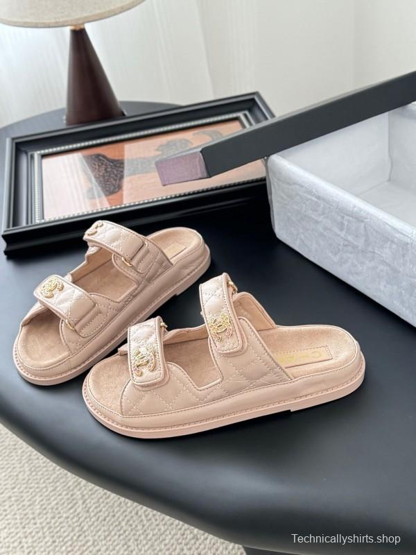 2025 Women Chanel Beige Leather Sandals LY00310