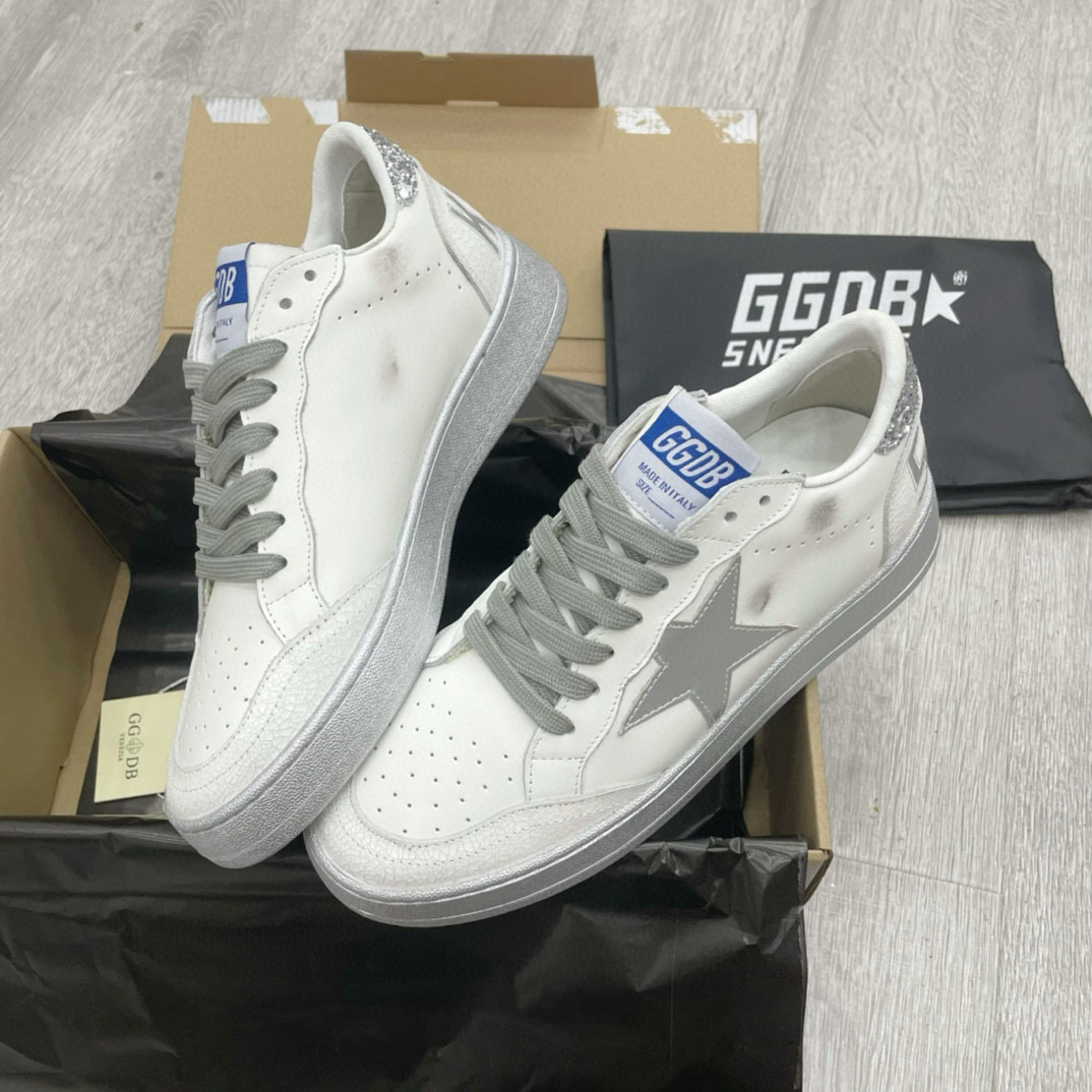 2024 Unisex GGDB White Grey Leather Sneakers MJ00260