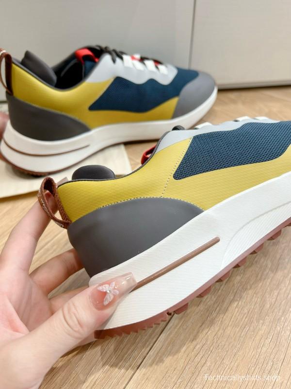 2024 Unisex Le Parmentier Yellow Navy Grey Knit Sneakers Top Version MJ00340
