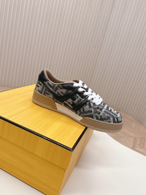 2025 Unisex Fendi Black Grey Brown Leather Fabric Plimsolls FD Match LY00350(F)/LY00360(M)
