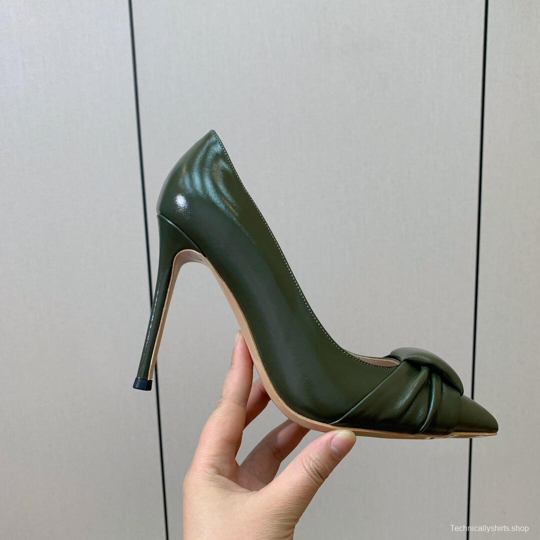 2025 Women Gianvito Rossi Green Patent Leather Pumps KFY00300