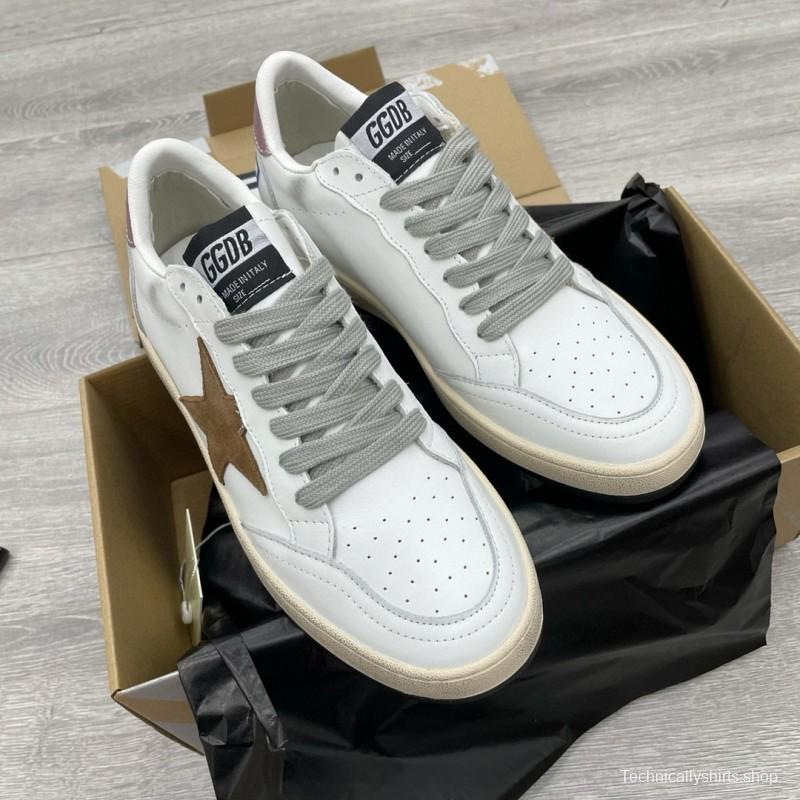 2024 Unisex GGDB White Brown Suede Leather Low Top Sneakers MJ00260