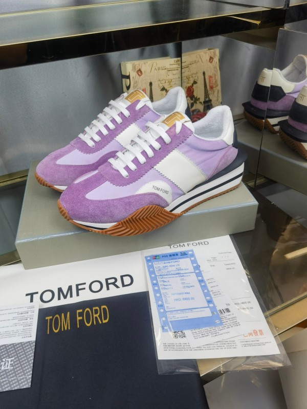 2025 Unisex TOM FORD Purple White Suede Leather Sneakers LY00360(F)/LY00370(M)