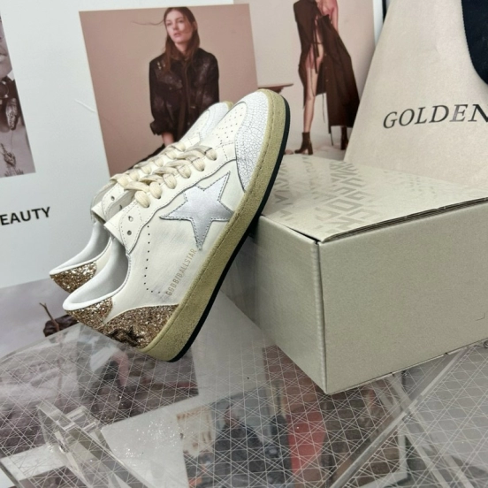2024 Unisex GGDB White Silver Glitter Leather Sneakers MJ00260