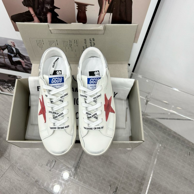 2025 Women GGDB White Red Leather Sneakers