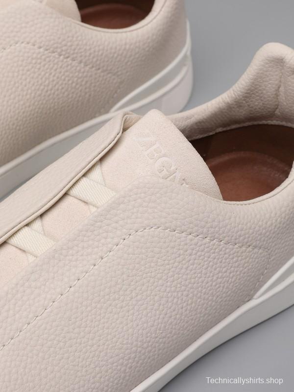 2024 Unisex Ermenegildo Zegna White Leather Suede Sneakers MJ00240