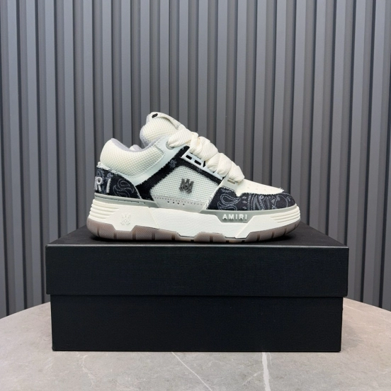 2024 Unisex Amiri White Black Leather Sneakers MJ00360